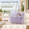 image:imageBluboon Waterproof Beach Tote Pool Bags for Women Ladies Extra Large Carry On Bag With Wet Compartment for Weekender TravelLavender Toile Floral 277