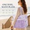 image:imageBluboon Waterproof Beach Tote Pool Bags for Women Ladies Extra Large Carry On Bag With Wet Compartment for Weekender TravelLavender Toile Floral 277