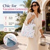 image:imageBluboon Waterproof Beach Tote Pool Bags for Women Ladies Extra Large Carry On Bag With Wet Compartment for Weekender TravelPink Blue Bow Floral