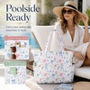 image:imageBluboon Waterproof Beach Tote Pool Bags for Women Ladies Extra Large Carry On Bag With Wet Compartment for Weekender TravelPink Blue Bow Floral
