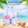 image:imageBluboon Waterproof Beach Tote Pool Bags for Women Ladies Extra Large Carry On Bag With Wet Compartment for Weekender TravelRainbow
