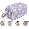 image:imageBluboon Big Capacity Pencil Case Pencil Pouch Pen Case School Supplies Cute Pencil Box Pencil Bag for Teen Girls Boys Women Man Brown White CheckedBeige Flower Purple