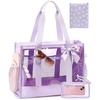 image:imageBluboon Clear Pool Tote Bag Women Beach Bags with Laundry Bag Phone Pouch Cute Bow Tote Fit 40oz Tumbler for Cruise VacationPurple