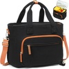 image:imageBluboon Insulated Lunch Bag for Women Stylish Corduroy Lunch Tote with Bottle Holder Fits 40oz Tumbler Leakproof Large Capacity Lunch Bag with Shoulder Strap for Work School PicnicCorduroy Black Brown