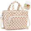 image:imageBluboon Insulated Lunch Bag for Women Stylish Corduroy Lunch Tote with Bottle Holder Fits 40oz Tumbler Leakproof Large Capacity Lunch Bag with Shoulder Strap for Work School PicnicCorduroy Brown White checkered