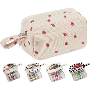 image:imageBluboon Big Capacity Pencil Case Pencil Pouch Pen Case School Supplies Cute Pencil Box Pencil Bag for Teen Girls Boys Women Man Brown White CheckedA Strawberry Beige