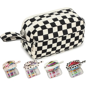 image:imageBluboon Big Capacity Pencil Case Pencil Pouch Pen Case School Supplies Cute Pencil Box Pencil Bag for Teen Girls Boys Women Man Brown White CheckedBlack White Checked