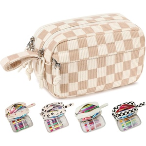 image:imageBluboon Big Capacity Pencil Case Pencil Pouch Pen Case School Supplies Cute Pencil Box Pencil Bag for Teen Girls Boys Women Man Brown White CheckedBrown White Checked