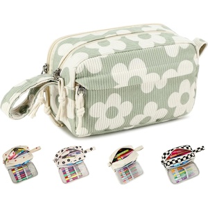 image:imageBluboon Big Capacity Pencil Case Pencil Pouch Pen Case School Supplies Cute Pencil Box Pencil Bag for Teen Girls Boys Women Man Brown White CheckedFlower Green