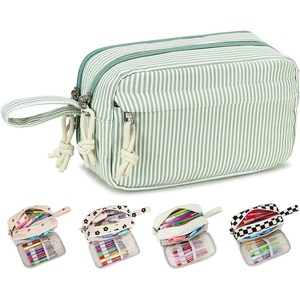 image:imageBluboon Big Capacity Pencil Case Pencil Pouch Pen Case School Supplies Cute Pencil Box Pencil Bag for Teen Girls Boys Women Man Brown White CheckedGreen White Stripes