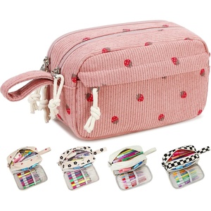 image:imageBluboon Big Capacity Pencil Case Pencil Pouch Pen Case School Supplies Cute Pencil Box Pencil Bag for Teen Girls Boys Women Man Brown White CheckedStrawberry Pink2