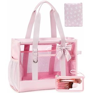 image:imageBluboon Clear Pool Tote Bag Women Beach Bags with Laundry Bag Phone Pouch Cute Bow Tote Fit 40oz Tumbler for Cruise VacationPink Jelly