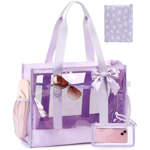 image:imageBluboon Clear Pool Tote Bag Women Beach Bags with Laundry Bag Phone Pouch Cute Bow Tote Fit 40oz Tumbler for Cruise VacationPurple