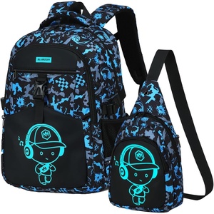image:imageBluboon Cute Backpack for Girls Kawaii School Backpack with Bowknot amp Pom WideOpen Design Lightweight Kids Backpack with Compartments Aesthetic Bookbag for Elementary Middle SchoolBlue Graffiti 2piece Set
