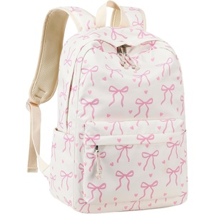 image:imageBluboon School Backpack for Teen Girls Women Laptop Backpack College Bookbags Middle School Travel Work Commuter Back Pack Khaki WhiteBeige Base Pink Bow  Heart