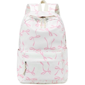 image:imageBluboon School Backpack for Teen Girls Women Laptop Backpack College Bookbags Middle School Travel Work Commuter Back Pack Khaki WhitePink Bow With Beige Base