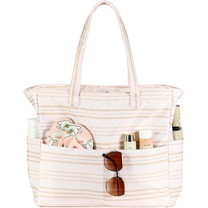 image:imageBluboon Waterproof Beach Tote Pool Bags for Women Ladies Extra Large Carry On Bag With Wet Compartment for Weekender TravelKhaki Irregular Stripes