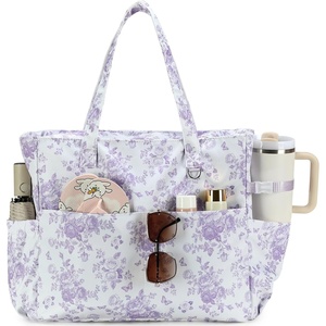 image:imageBluboon Waterproof Beach Tote Pool Bags for Women Ladies Extra Large Carry On Bag With Wet Compartment for Weekender TravelLavender Toile Floral 277