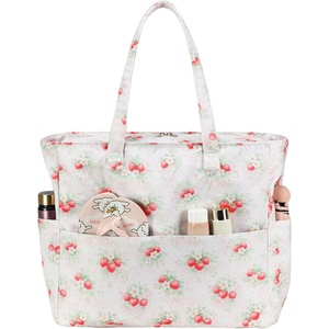 image:imageBluboon Waterproof Beach Tote Pool Bags for Women Ladies Extra Large Carry On Bag With Wet Compartment for Weekender TravelRed Strawberry  White Floral