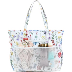 image:imageBluboon Waterproof Beach Tote Pool Bags for Women Ladies Extra Large Carry On Bag With Wet Compartment for Weekender TravelWhite Butterflyfloral